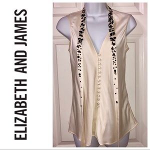 Elizabeth & James cream satin tank top w/ buttons